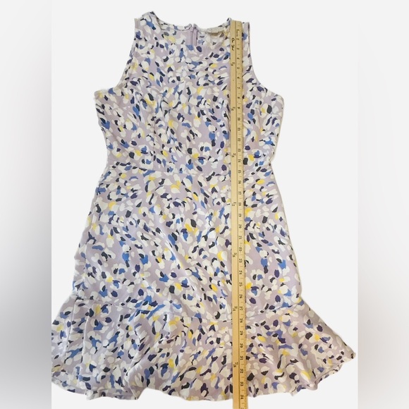 LOFT Purple and Blue A-Line Midi Dress Mock Neck 10P - Picture 4 of 6